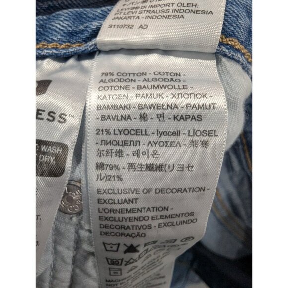 Levis Premium Jeans Mens 34x30 Blue Baggy Dad Straight Distressed Whiskers Big E - Picture 16 of 16